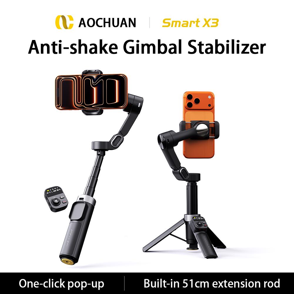 Handheld 3-Axis Anti-Shake Shooting Stand (1 Count), Rotating Automatic Face Tracking Stabilizer for Live Video, Phone Accessory for Content Creators, Smartphone Camera Accessories