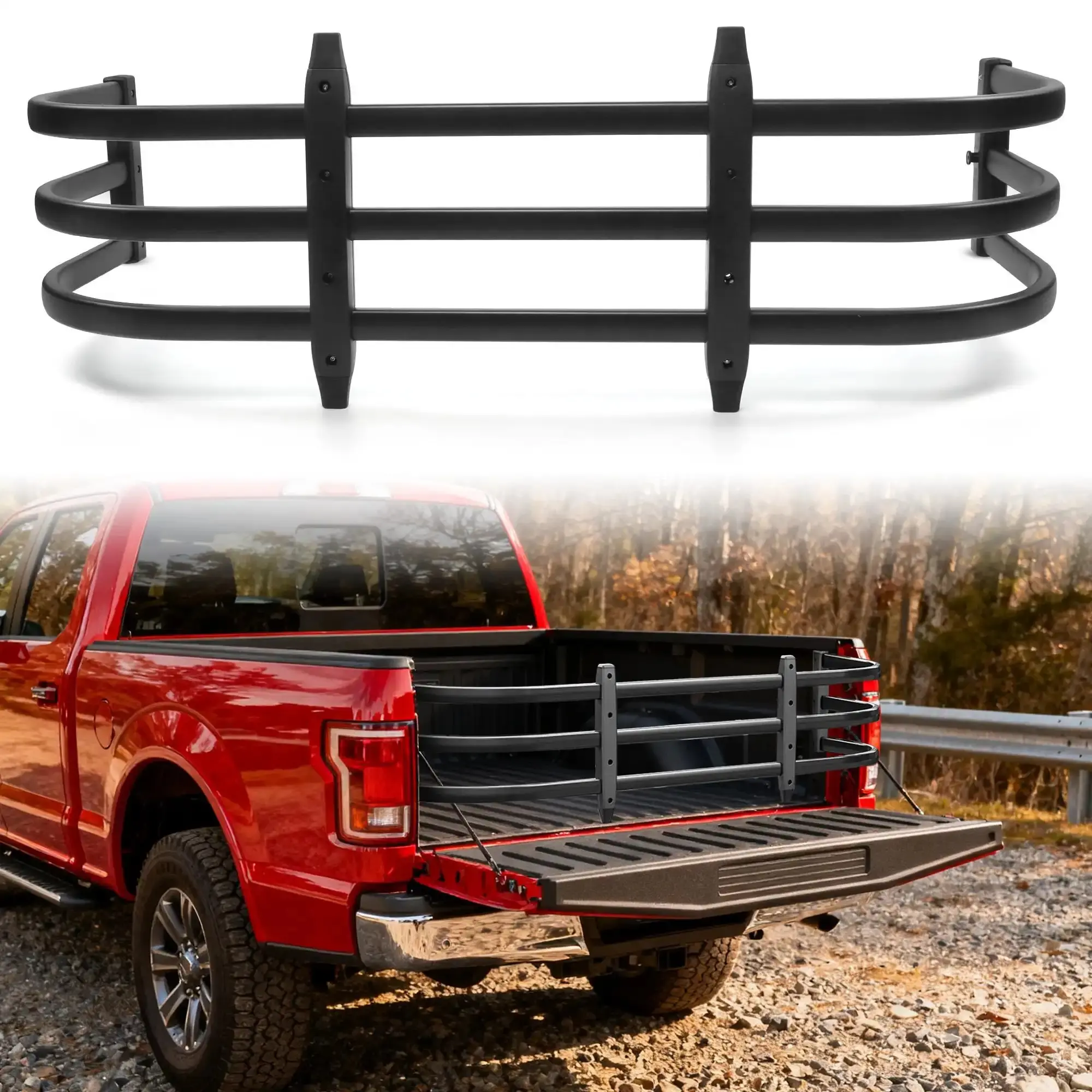 MONOKING Truck Bed Extender 59"-69" Adjustable, Pickup Tailgate Cargo Extender, 180° Flip U-Shaped Bed Extension Rack, Lightweight 6063 T-6 Aluminum, Fits F150 Silverado Sierra Ram 1500 Tacoma Tundra Frontier Gladiator Colorado Canyon