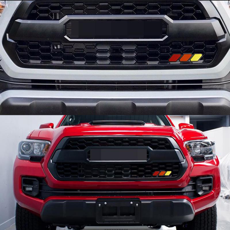 1 Set Tri-color 3 Front Grille Badge Emblem Decor For Toyota Tacoma TRD Pro 4Runner Tundra FJ RAV4 etc