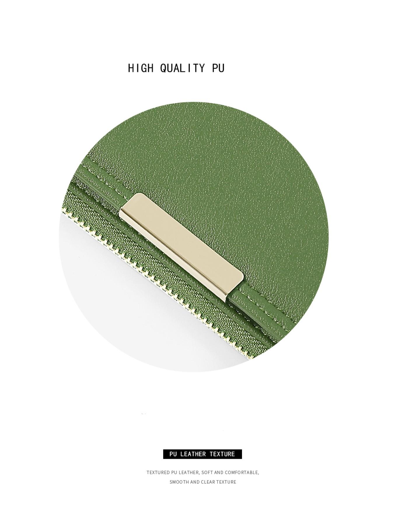 New Arrival Women's Long Wallet, Two-Fold Zipper Leather Money Clip, Credit Card Wallet, Large Capacity Card Holder, Handheld Silver Color Wallet, Wallet With Zipper