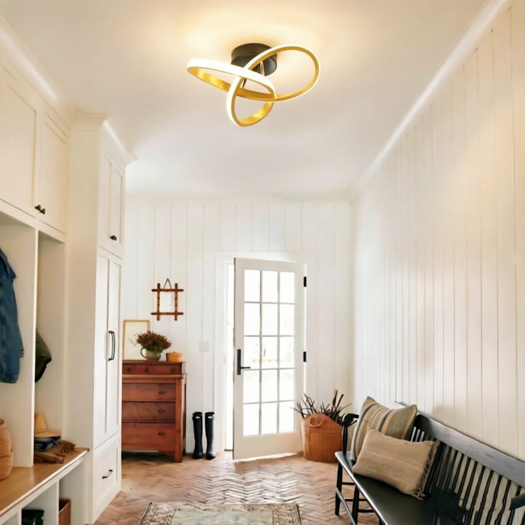 LED Ceiling Light, White-Black-Gold / Warm Light Ceiling Light - Hardwired Drilled Installation, Suitable for Bedroom, Hallway, Entryway, Study, Minimalist Indoor Home Lighting Ceiling Light