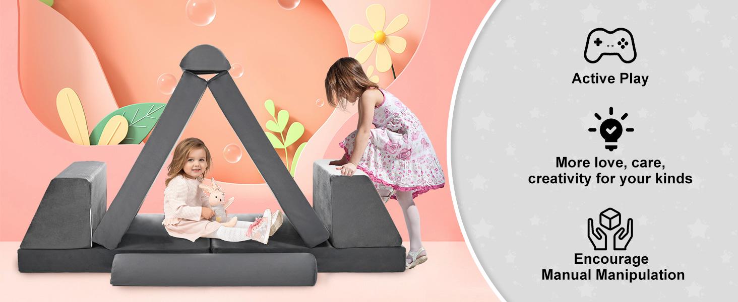 Lilypelle Kids Couch Play Set, 8/10/11PCS Modular Kids Sofa Couch Fold Out Couch Playhouse Play Set for Toddlers, Creative Couch Kids Foam Play Couch Indoor Lilypelle Kids Couch Play Set, 8/10/11PCS Modular Kids Sofa Couch Fold Out Couch Playhouse Play Set for Toddlers, Creative Couch Kids Foam Play Couch Indoor