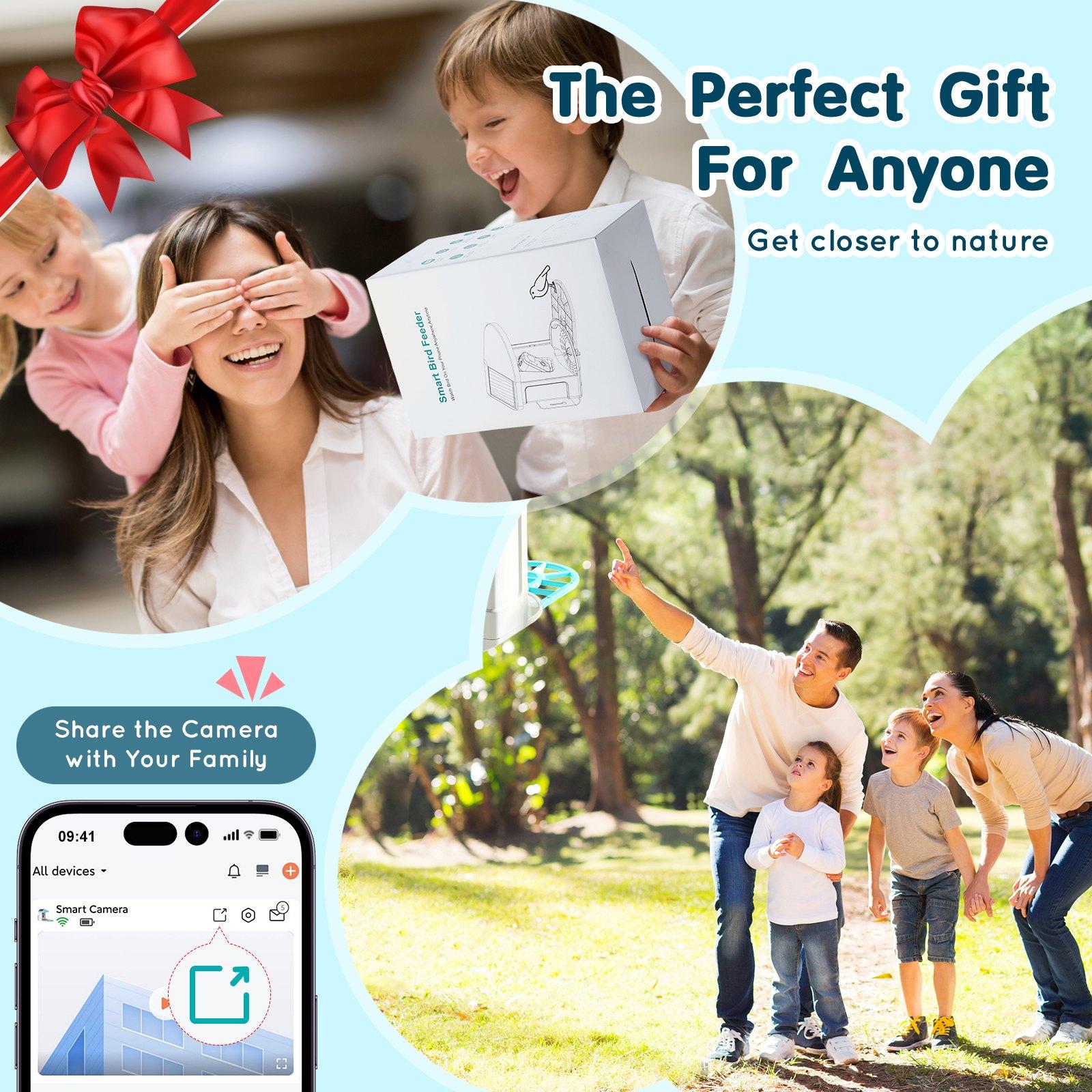 fathersdaygift VEVOR Smart Bird Feeder with Camera, 2K HD AI Identify 10000+ Bird Species, Solar-Powered Bird Watching Camera with Auto Capture Instant Notify, Wireless Outdoor Gift for Bird Lover (2 Solar Panels)