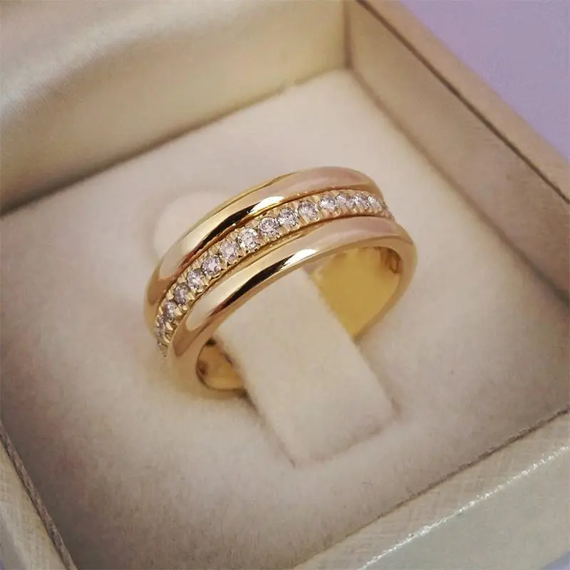 Women's Fashion Engagement Ring - Micro-Paved Cubic Zircon Stones, Brass Base Band, Fashion Jewelry Wedding Accessory, Engagement Rings