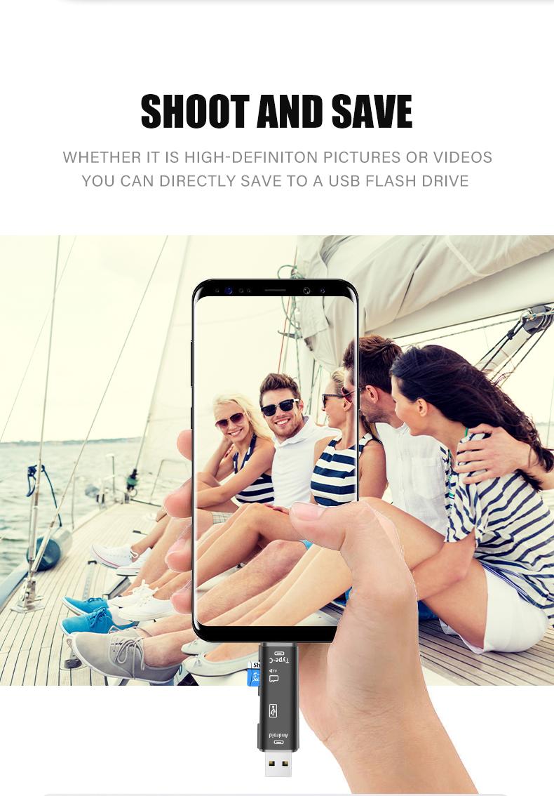 New 5 IN 1 Multifunction USB 3.0 Type C USB Micro USB SD TF Memory Card Reader For Android Computer Dock OTG Type C Adapter