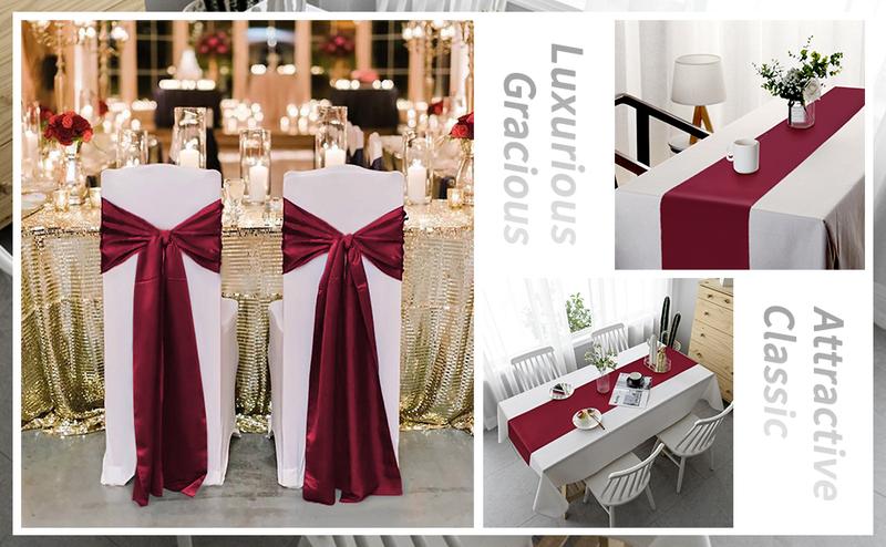 10Pack 12 x 108 inches Long Premium Satin Table Runner for Wedding, Decorations for Birthday Parties, Banquets, Graduations, Engagements, Table Runners fit Rectange and Round Table Rectangles Tablecloth