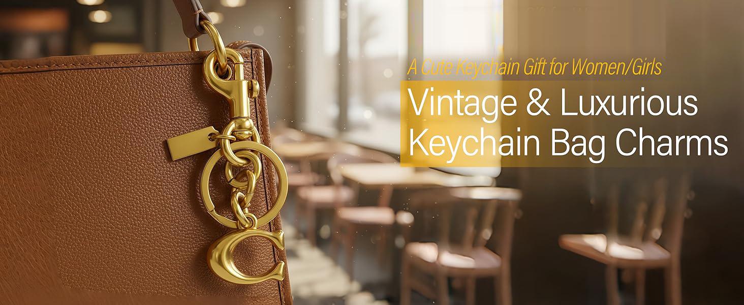 Cute Bag Charms,Handbag Charms for Purses,Sparkling Metal Letter Keychain,Bag Accessories for Women