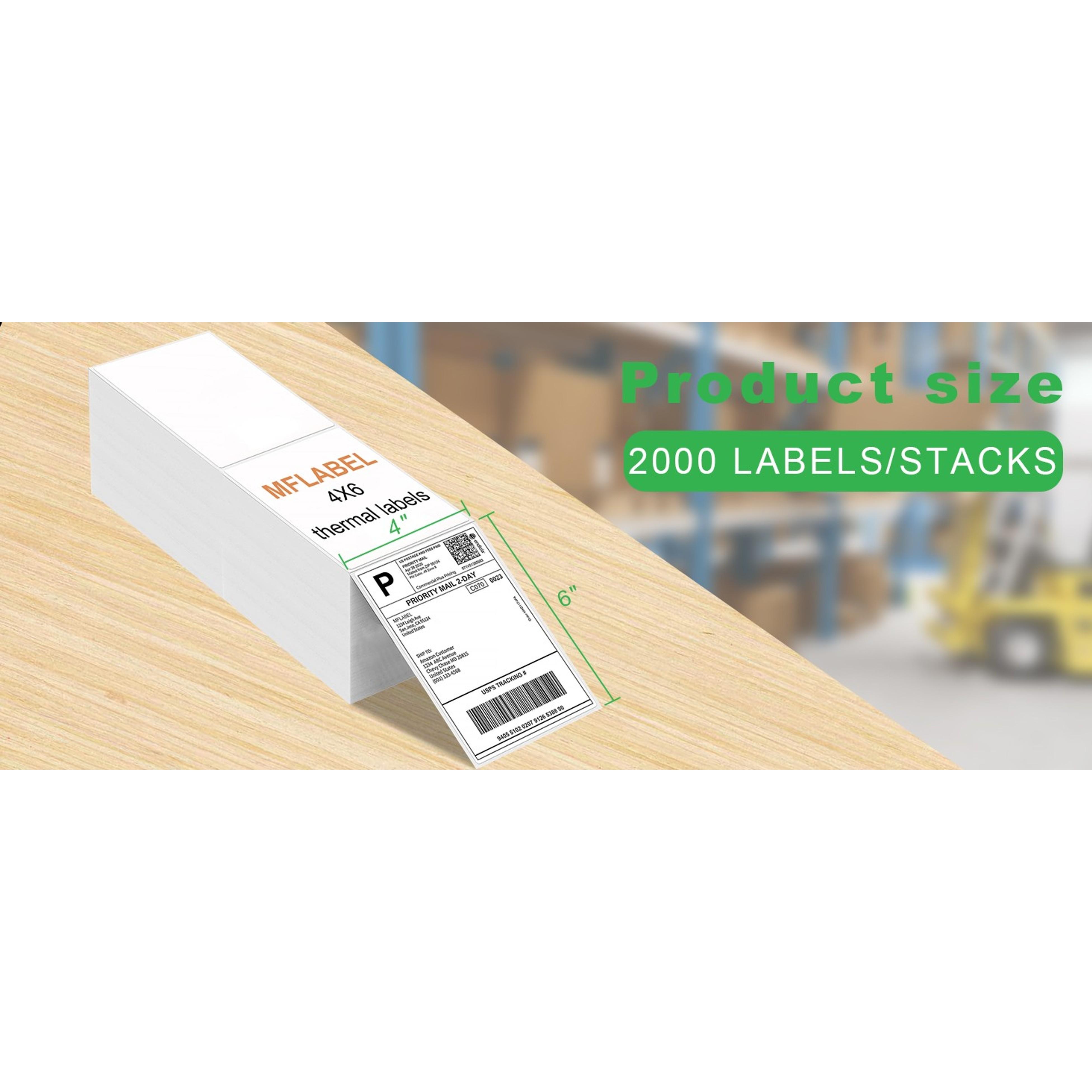 4x6 Direct Thermal Labels (1000 Labels) 4" x 6" Perforated Shipping Labels Compatible with Zebra Printers Fanfold Thermal Label Stickers for Shipping Packages - 1 Stacks White Labels
