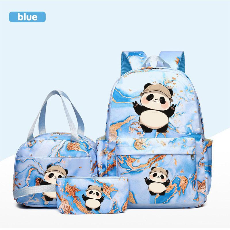 Cute Panda School Backpack Set, Adjustable Straps, Tablet Compartment, Lightweight Comfortable, Ideal for Daily Use & Travel Gift