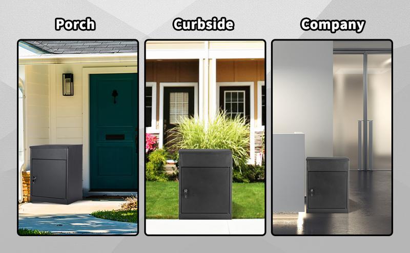 Linor Package Delivery Box for Outside, 17.3''L*13.8''W*22.1''H, Large Galvanized Steel Delivery Box for Packages, Anti-Theft Wall Mounted Mailbox, Lockable Drop Delivery Box for Porch, Curbside Organiser Racks