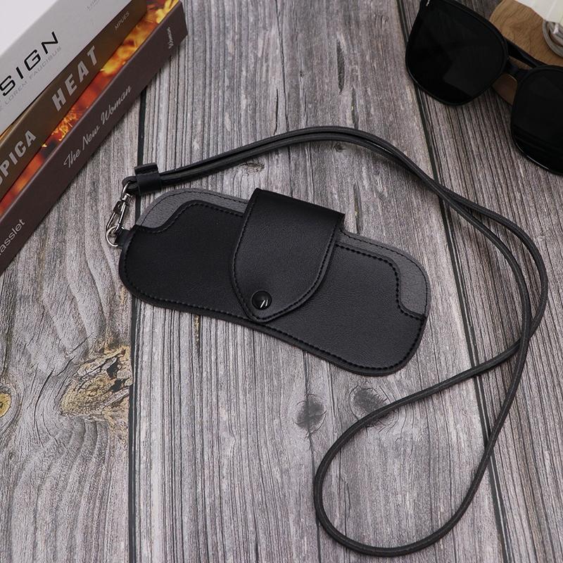 Creative Fashion Neck Strap Glasses Case, All-Season Unisex Artificial Leather, Perfect Gift for Birthdays, Anniversaries, Graduation
