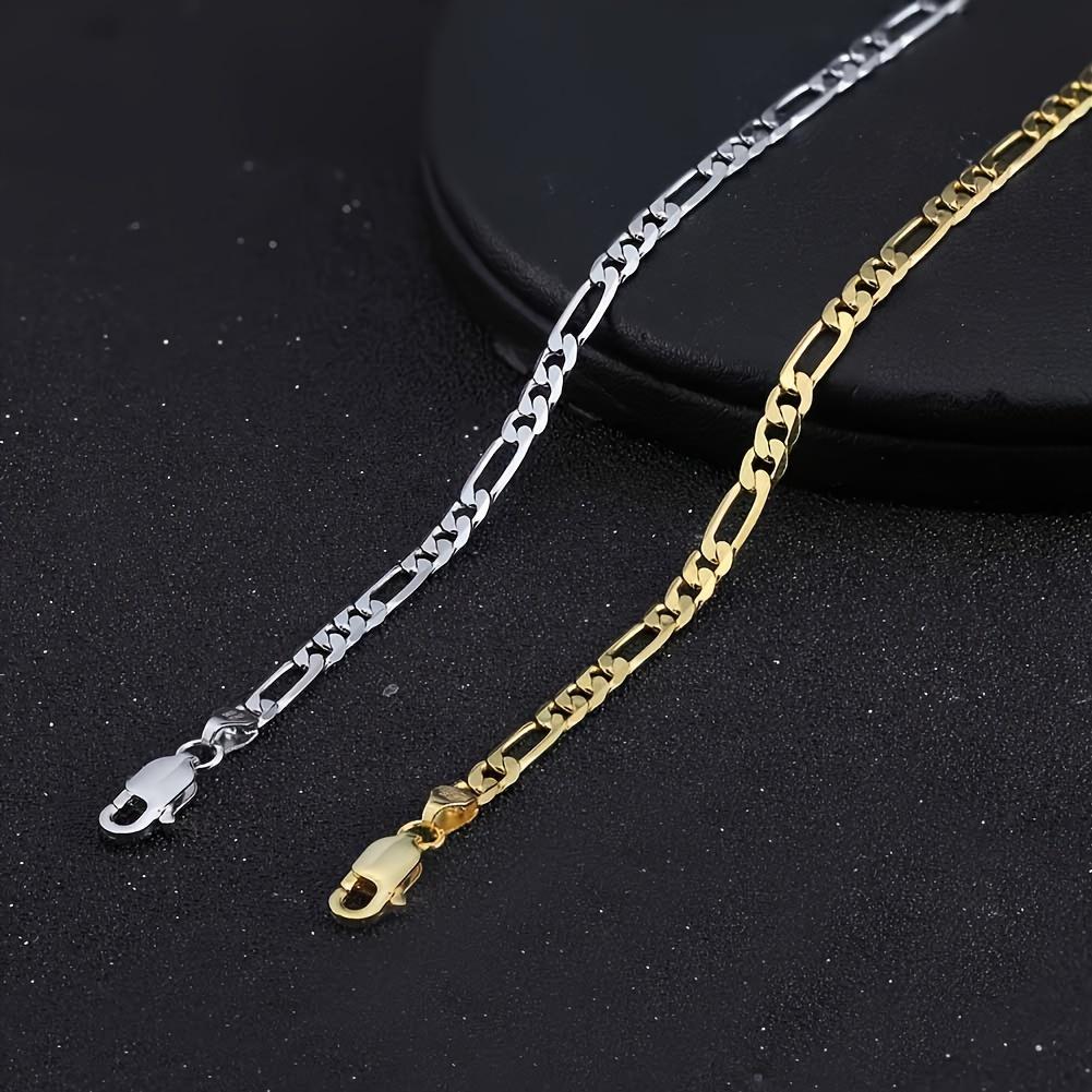 Elegant 925 Sterling Silver Figaro Chain Bracelet, Women's, Polished Finish, 7.87 in.bracelet  shop