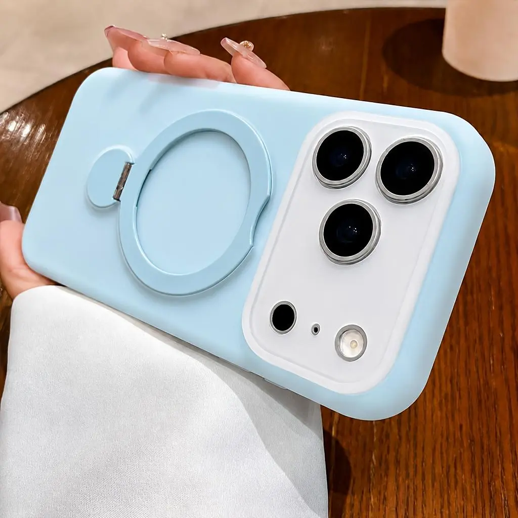 Phone Case - Luxury Multicolor Jelly 360° Rotating Stand Phone Case Compatible with Iphone 17 Pro Max 16 15 14 13 Pro Max Men Women Magnetic Wireless Charging Soft Bumper 17Promax Bracket Cases Shockproof Back Cover