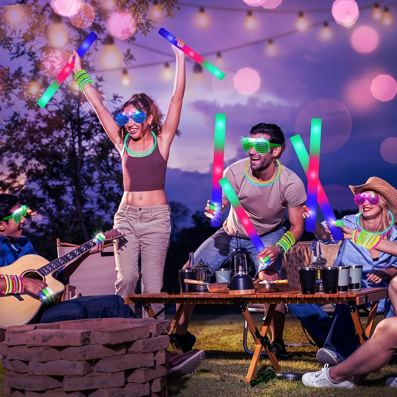 168pcs Party Supplies, Light Up Party Favors 12pcs LED Glasses, 16pcs Foam Glow Sticks, 40pcs Finger Lights, 100pcs Glow Sticks, for Wedding, Concert, Mardi Gras, Birthday Party, Ring Favors, for Halloween and Christmas Decoration Masks Neon