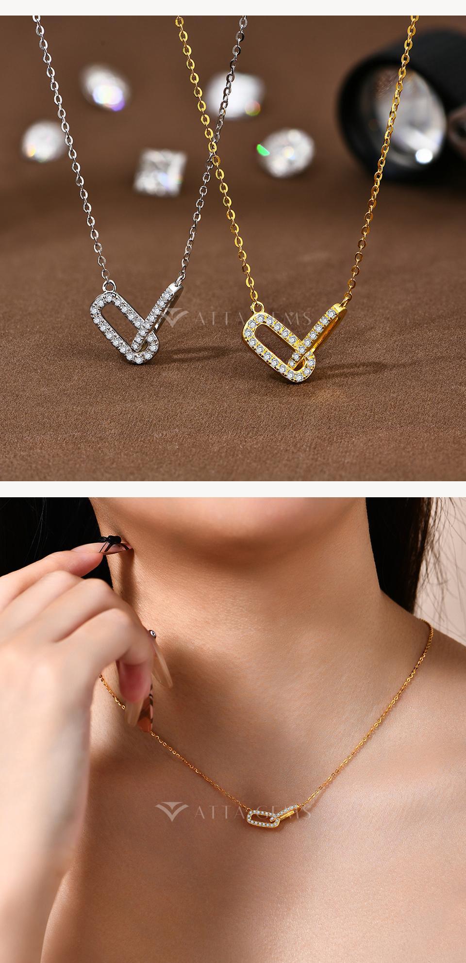 Fashionable Modern Simple Synthetic Moissanite Necklace Pendant Ladies Exquisite Sterling Silver Jewelry Accessories Daily Matching Engagement Gift N043