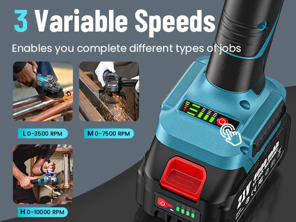 【SEESII】 Cordless Angle Grinder Kit with 2x4.0Ah Batteries, 10000RPM Brushless Electric Metal Grinder w/ 4-1/2" Cutting Wheel, Flap Wheel, and Wool Carving Wheel for Precision Cutting & Grinding