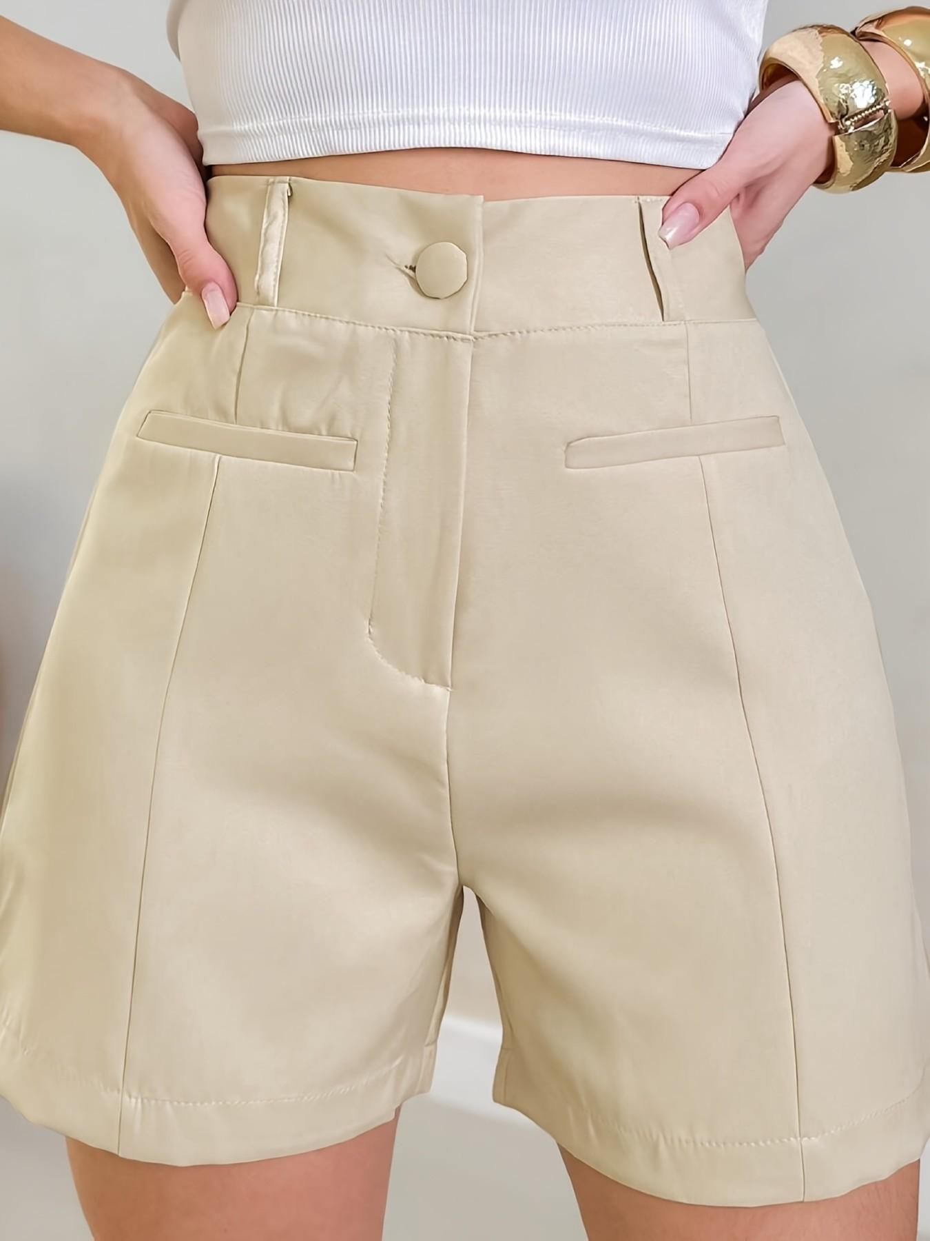 Women's High Waist Tailored Shorts 2026, Solid Color Straight Leg Dress Shorts with Pockets, Casual Office Workwear Slim Fit Shorts, Trendy Business Casual Shorts, Versatile Daily Wear Going Out Shorts, Chic Relaxed Fit Shorts for Date Night, Vacation, Su