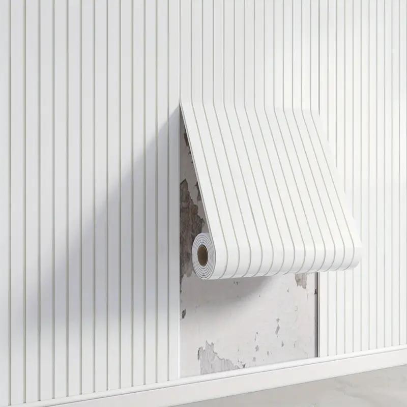 Self-adhesive 3D Textured Grille Wallpaper Roll, White Grille Simple and Elegant, PVC Waterproof Wall Panel, Easy to Peel and Stick, and Durable, Impact Resistant, Home Decor Suitable for Bedrooms and Living Rooms，40cm*300cm