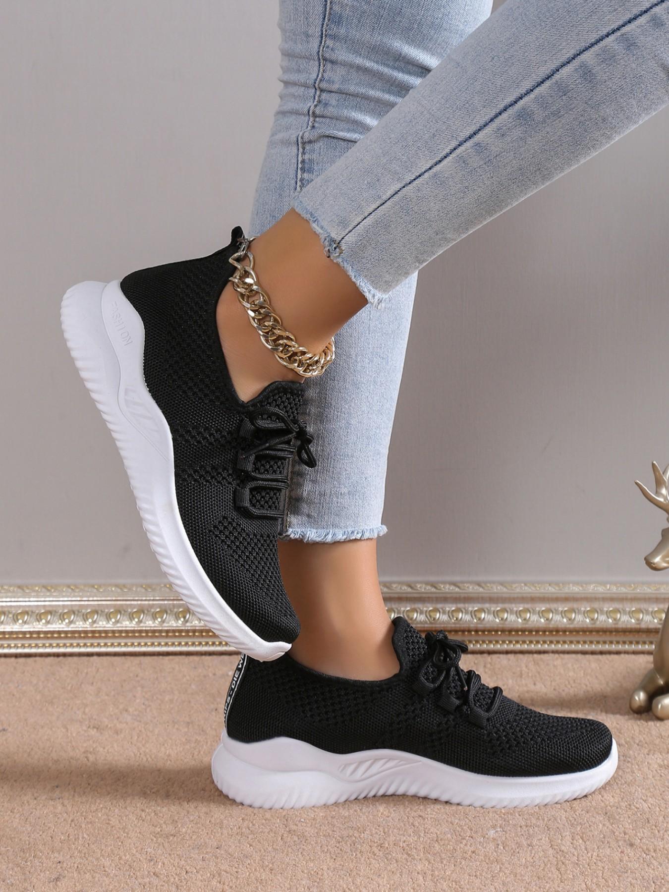 Women's Slip-On Sports Shoes, Breathable Textile Upper, Lightweight Rubber Sole, Casual All-Season Footwear, Durable Laces for Daily Use