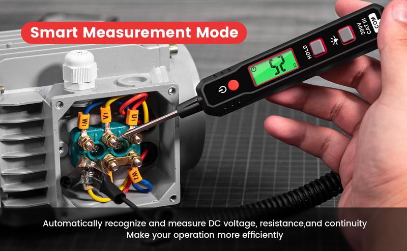 KAIWEETS 0.8-100V DC Car Automotive Circuit Tester, Smart Auto-Ranging Fuse Tester with Sharp Probe, Professional Vehicle Voltage Tester for Car Battery, Bidirectional Polarity Checker Tool for Voltage/Continuity/Resistance Detector with Audible Buzzer