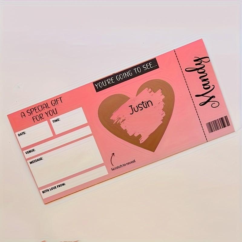 Creative Scratch-Off Surprise Cards, Romantic Heart-Shaped Gift Card, Customizable Date/time/location, Perfect for Valentine's Day & Anniversaries