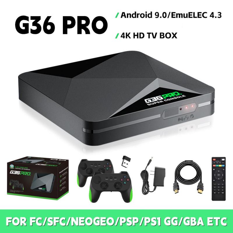 G36 PRO gaming console set-top box with 4K dual-system wireless function Game. G36PRO home gaming console with 64G memory. Completely upgraded retro gaming console.