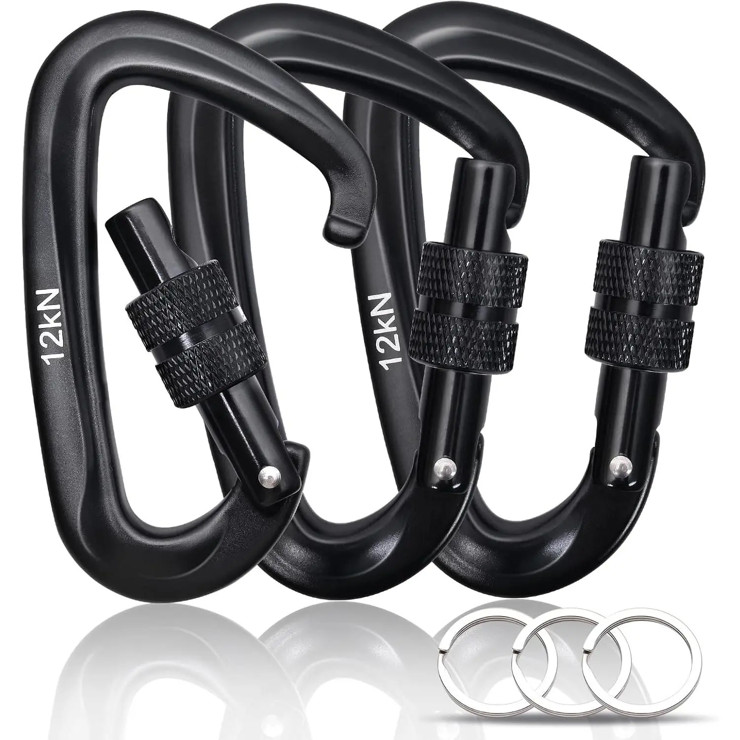 for Men & Women 3 Packs 12KN Heavy  Carabiner Clip with Key Rings, EDC Key Organizer for  , Outdoor Gear, Camping & Everyday Carry Key Chain