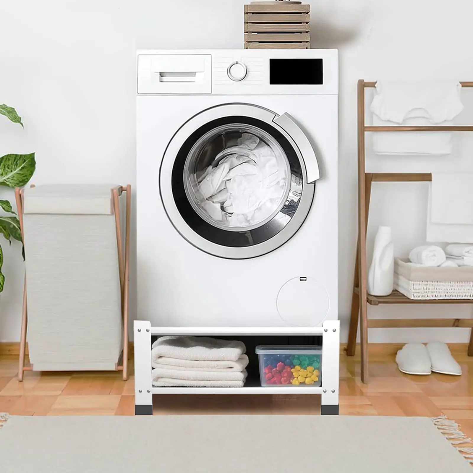 Garvee Heavy Duty Washer Dryer Pedestal Stand with Storage Shelf – 28.3"x28.3"x14", 800lbs Capacity, Global Fit Laundry Riser for Front Load Machines, Anti-Slip Steel Base (2-Pack)