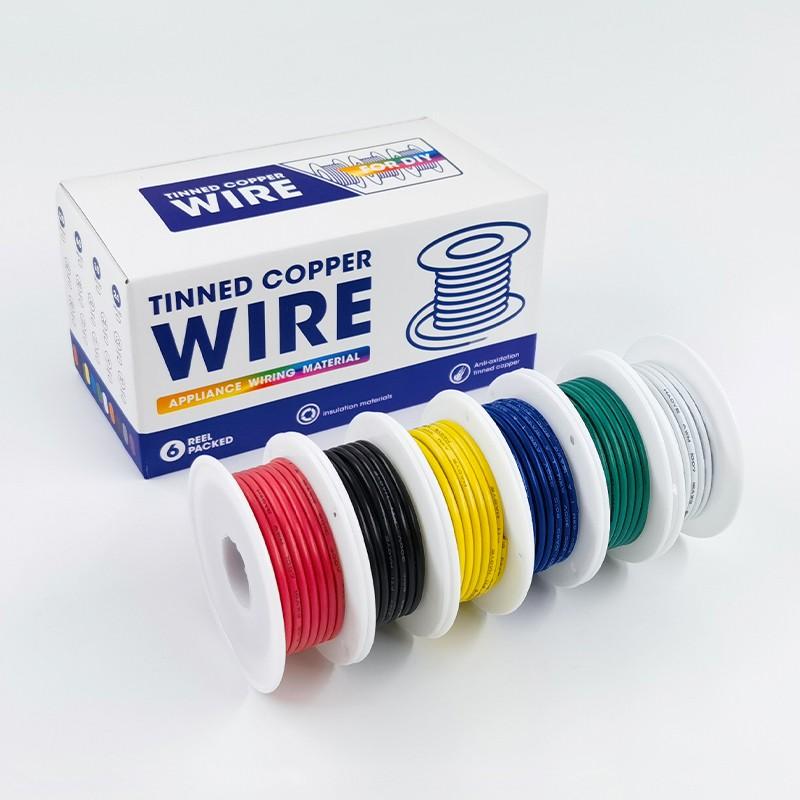 1 Set 16/18/20/22/24/26/28/30 AWG PVC tinned copper Electrical Wire Kit, 6 Color, Tinned Copper wire,For DIY Projects,LED Wire,Home Electrical,Power Wiring,electronic equipment，Car Speaker Wire, AWG Wires