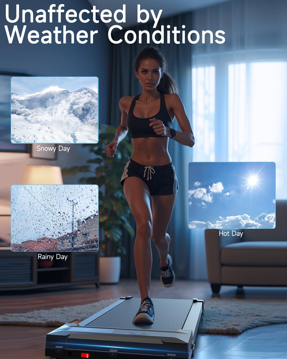 Walking Pad Treadmill for Home - Under Desk Treadmills Portable Mini Compact Walk Running Machine Pads Slim Lightweight Caminadora Eléctrica para Casa Office Small Spaces with Adjustable Speed Remote