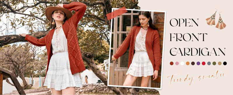 Danedvi Womens Oversized Cardigan Sweaters Open Front Cable Knit Lantern Long Sleeve Chunky Outwear Coats Soft Comfy Stretchy Casual Knitwear