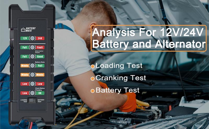 ANCEL-BM410 Car Battery Tester Vehicle  Diagnostic Tool Circuit Test Alternator 12V, 24V Automotive Power