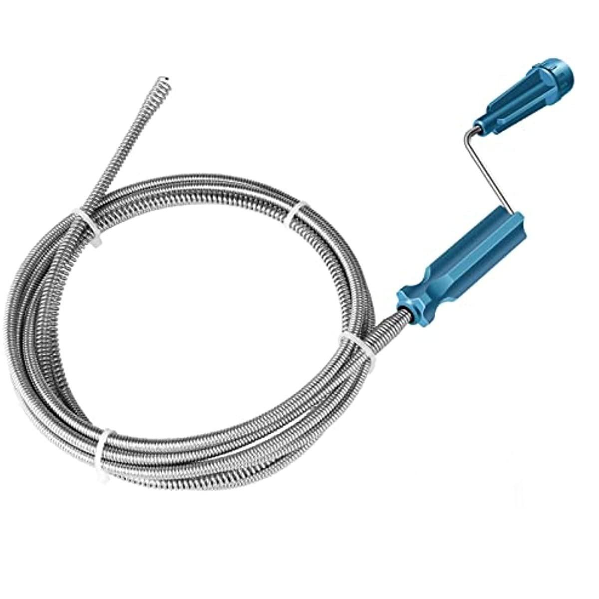 2pcs Flexible Drain Cleaning Tool Sewer Unclogger with Coiled Spring Design, Metal Coil for Easy Pipe Cleaning, No Battery Required, Blue Handle, Hand Crank Design, Longlasting Material, Drain Clog Remover
