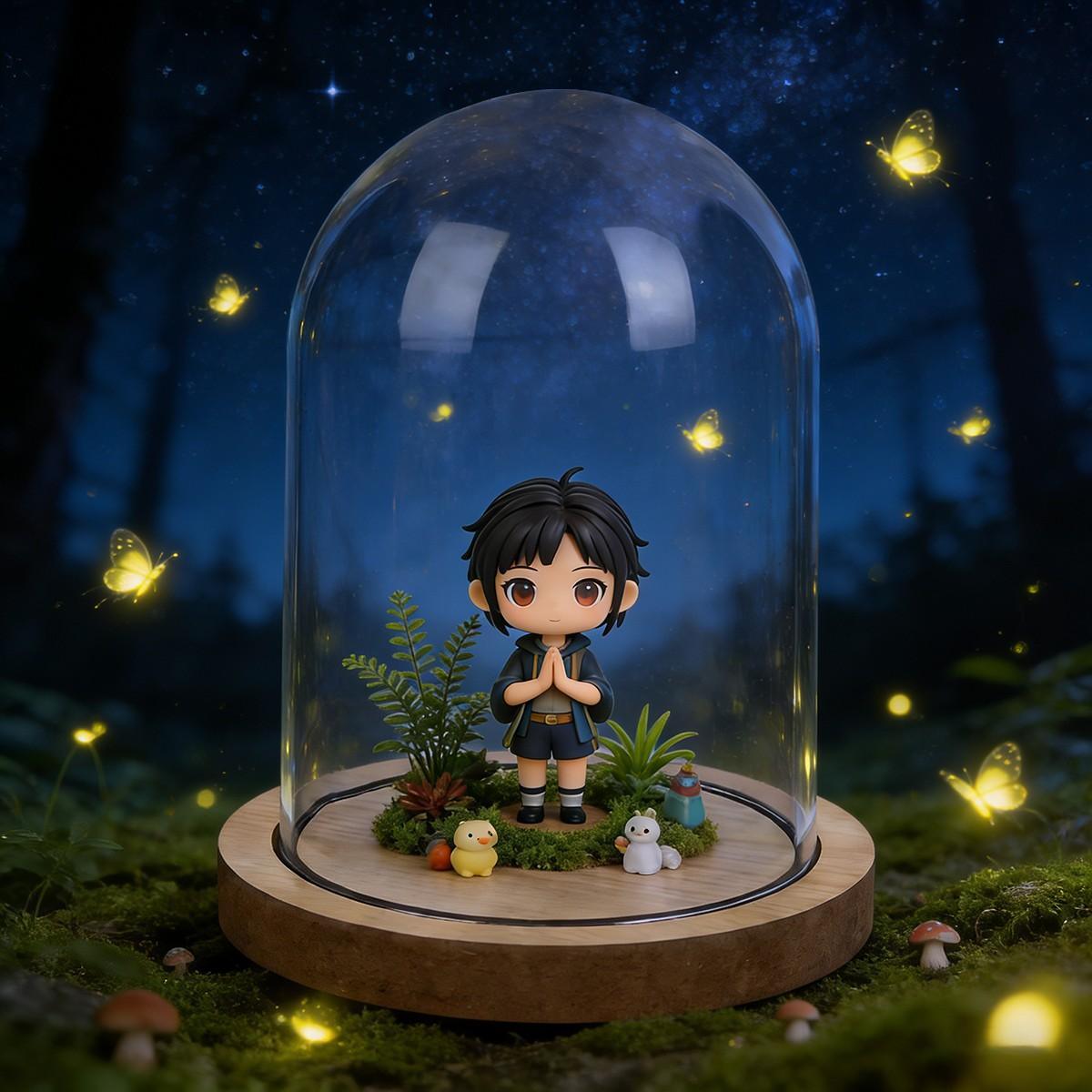 Transparent Doll Display Box, Collectible Box, Dustproof Collection Showcase, Ideal for Eternal Flower, Wooden Base, Valentine's Day Gift