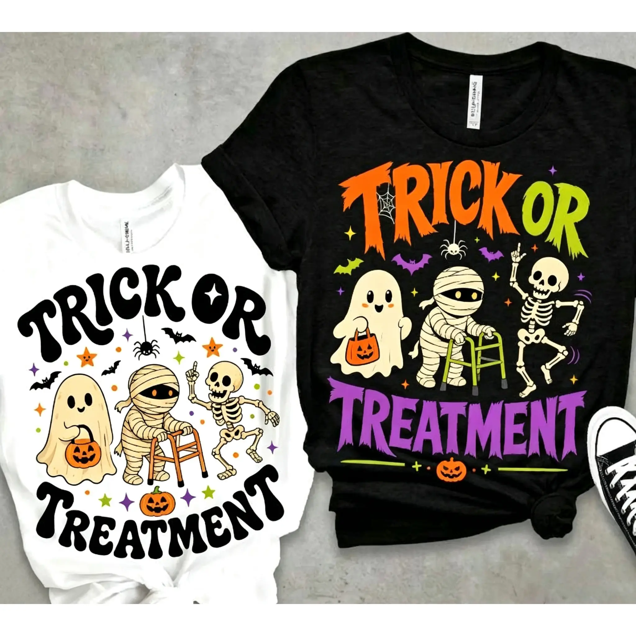 Trick or Treatment Physical Therapy T-shirt, Funny Halloween PT T-shirt, Skeleton Rehab T-shirt