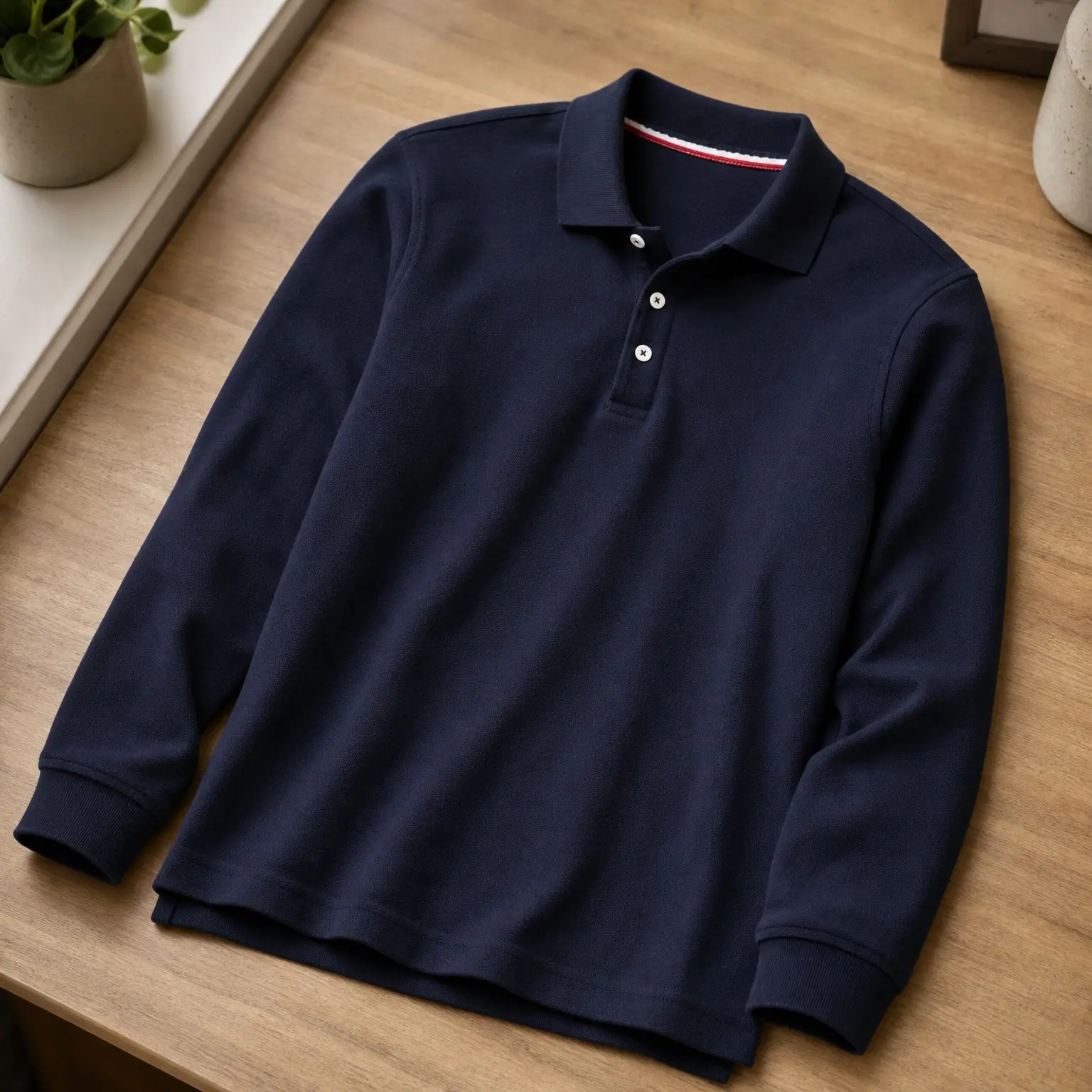 Boys and Girls Long Sleeve Pique Polo School Uniform ShirtGift