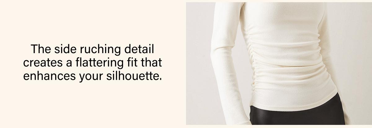 OGL Eco-Mousse Thermal Ruched Sides Tuckable Mockneck Top ProWarm 41F-59F Elegant Knit Minimalist Womenswear teacher bae outfit Clothes Clothing SpringStatements