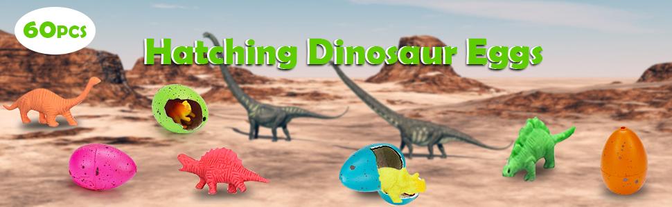 60PCS Small Hatching Dinosaur Eggs for Dinosaur Birthday Party Favors Easter Egg Fillers Goodie Bag Stuffers Classroom Carnival Prizes Bulk Pinata Novelty Grow in Water Dino Eggs with Toys Inside