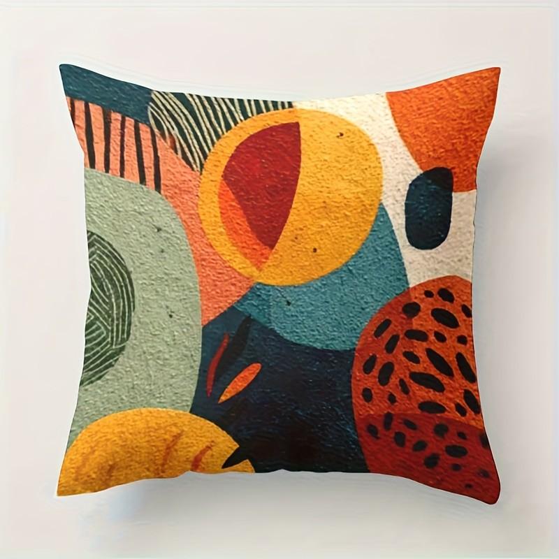 4 sets of modern minimalist abstract-style pillowcases. The geometric elements create a fashionable atmosphere. This square decorative pillowcase is a must-have for creating an atmosphere, suitable for use in home, bedroom, living room and sofa cushions