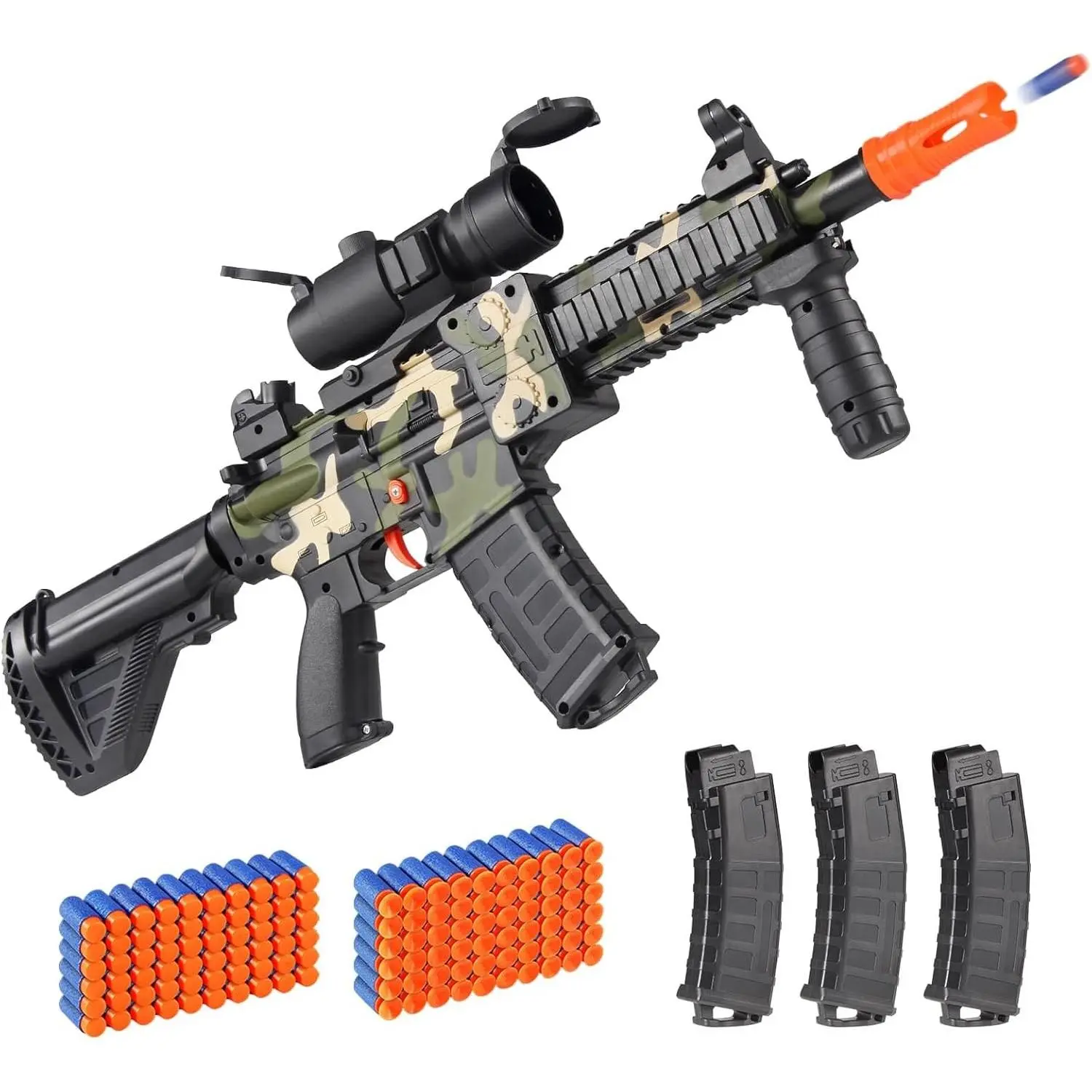 Realistic Toy Foam Blaster Gun - Electric Sniper Rifle with Scope 120 Soft Bullets 3 Magazines, Automatic Dart Gun for Boy Ages 8-12 Years Old, Indoor Outdoor Gifts for Adult Kid Christmas Birthday