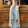【Black Friday】Women's Plain Hollow-Out Button-Front Lightweight Cardigan, Elegant Chic Flounce-Sleeve Fitted Knitwear for Spring & Summer Daily Wear, Fashion Knit Clothing