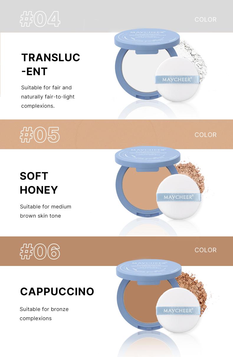 Long-Lasting Oil Control Powder Foundation, Waterproof & Sweatproof, Lightweight Breathable Makeup, Matte Finish Beauty Face Powder Box, Makeup Setting Powder