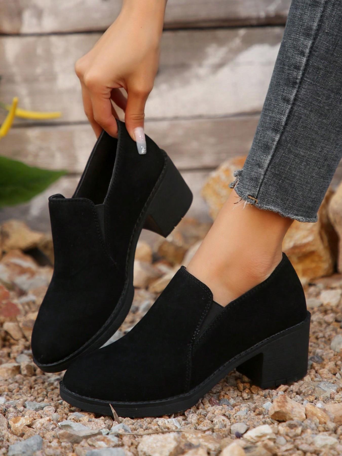 Women's Solid Color Thick Heeled Rubber Boots, New Style Casual Fashionable Round Toe Boots for Daily Wear, Comfortable Women's Shoes for Daily Wear