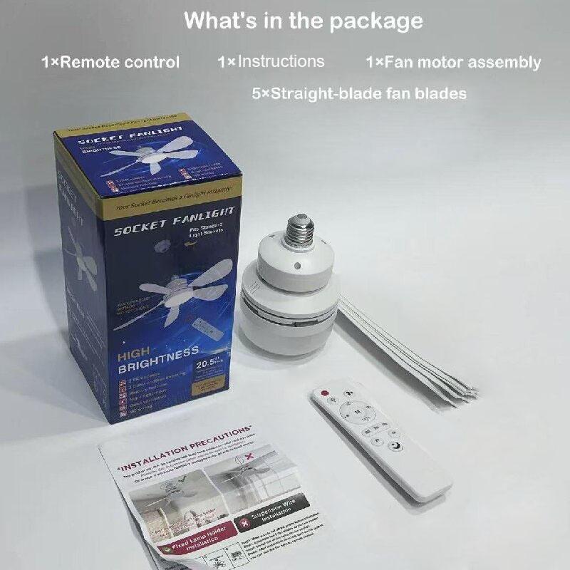 E27 Screw Base Ceiling Fan Light, Modern Simple Design, Home Electric Fan Lamp for Living Room Dining Bedroom, Quiet Wind Force