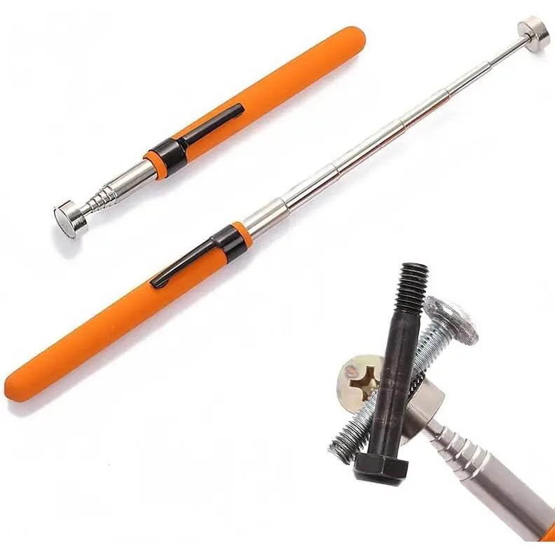 8LB Heavy Duty Telescoping Magnetic Pickup Tool Stick, 6.3-29.1in Extendable Magnet Stick with Pocket Clip, Auto Repair Tool for Car Garage Workshop Nuts, Bolts, Screws, Keys