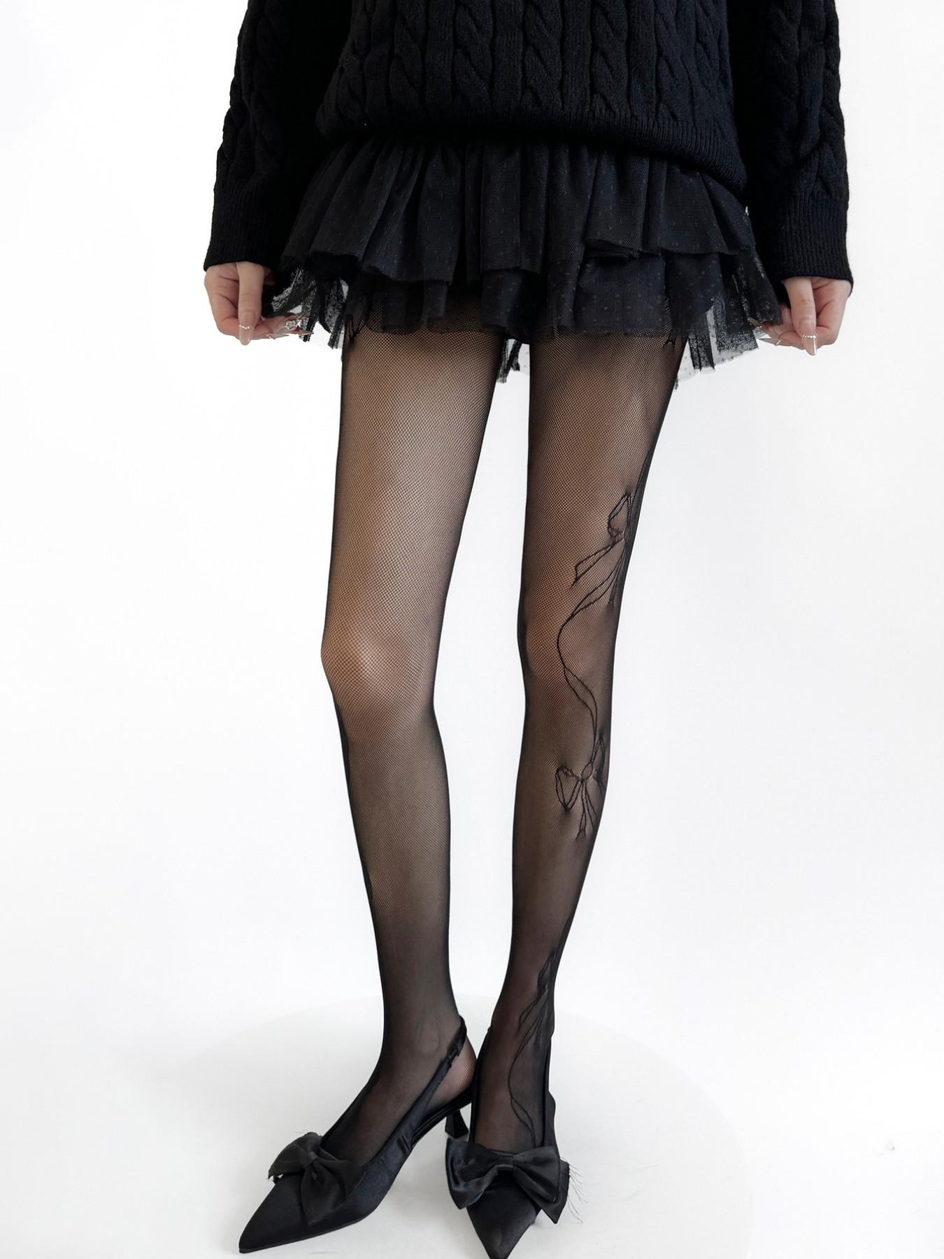 French Vintage Floral Mesh Stockings, Summer Thin Bottom Pantyhose, Sexy Anti-Slip Fishnet Socks, Slimming, Casual Wear