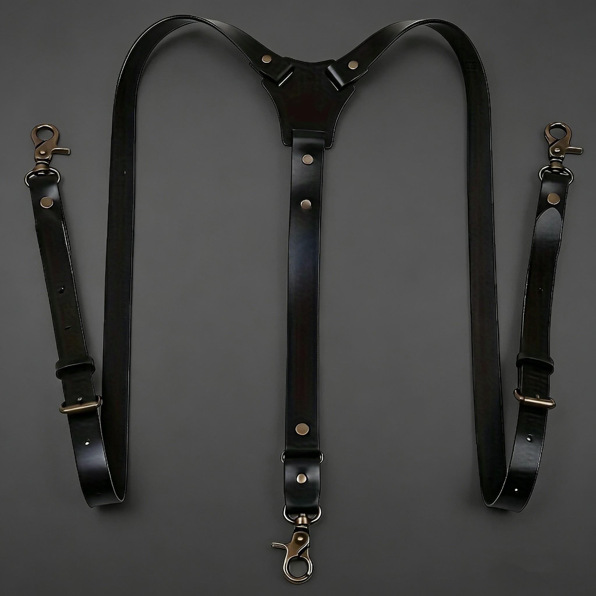 Men's PU Leather 3-Button Suspenders