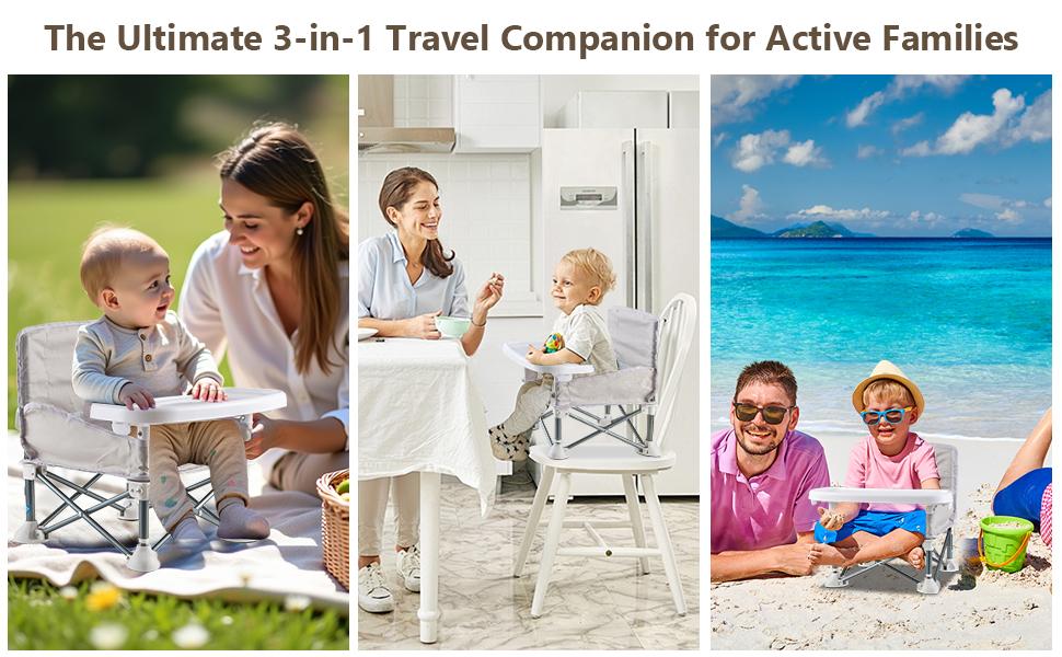 0–18 Months Portable Baby High Chair, Foldable Travel High Chair for Babies & Toddlers, Lightweight Feeding Booster Seat with Tray & Safety Harness, Compact Dining Chair for Home, Restaurant & Outdoor Use