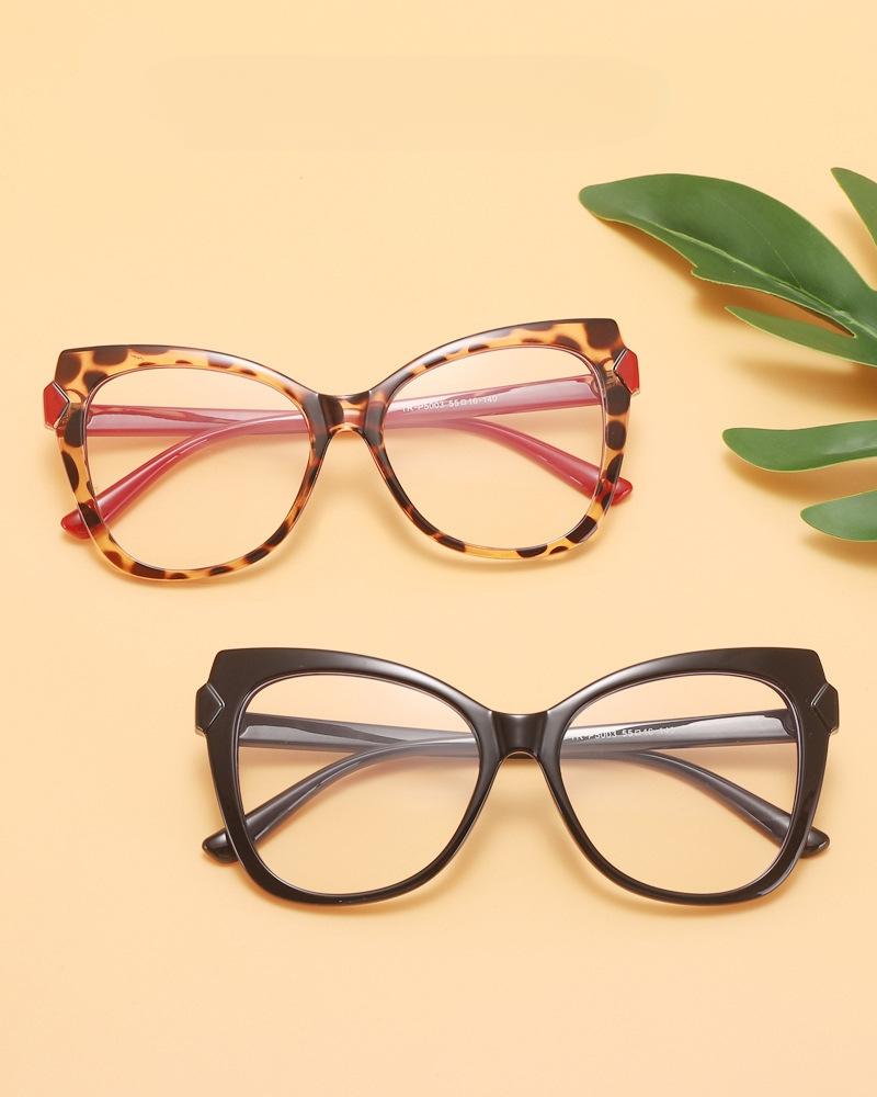 Eyeframe frame European and American personality contrasting color trend cat eye plain glasses frame women's new cross-border minimalist glasses