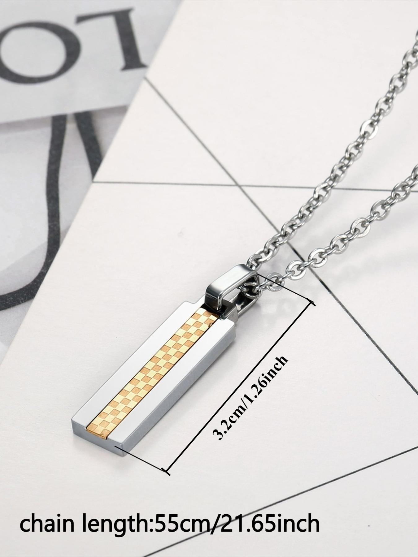Checkered Square Pendant Necklace, Stainless Steel Does Not Fade, Fashionable and Trendy Accessory, Versatile for Daily Use